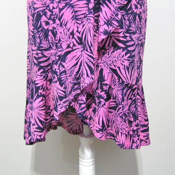 TROPICAL PRINT FAUX WRAP SKIRT SMALL PETITE - Picture 4 of 7